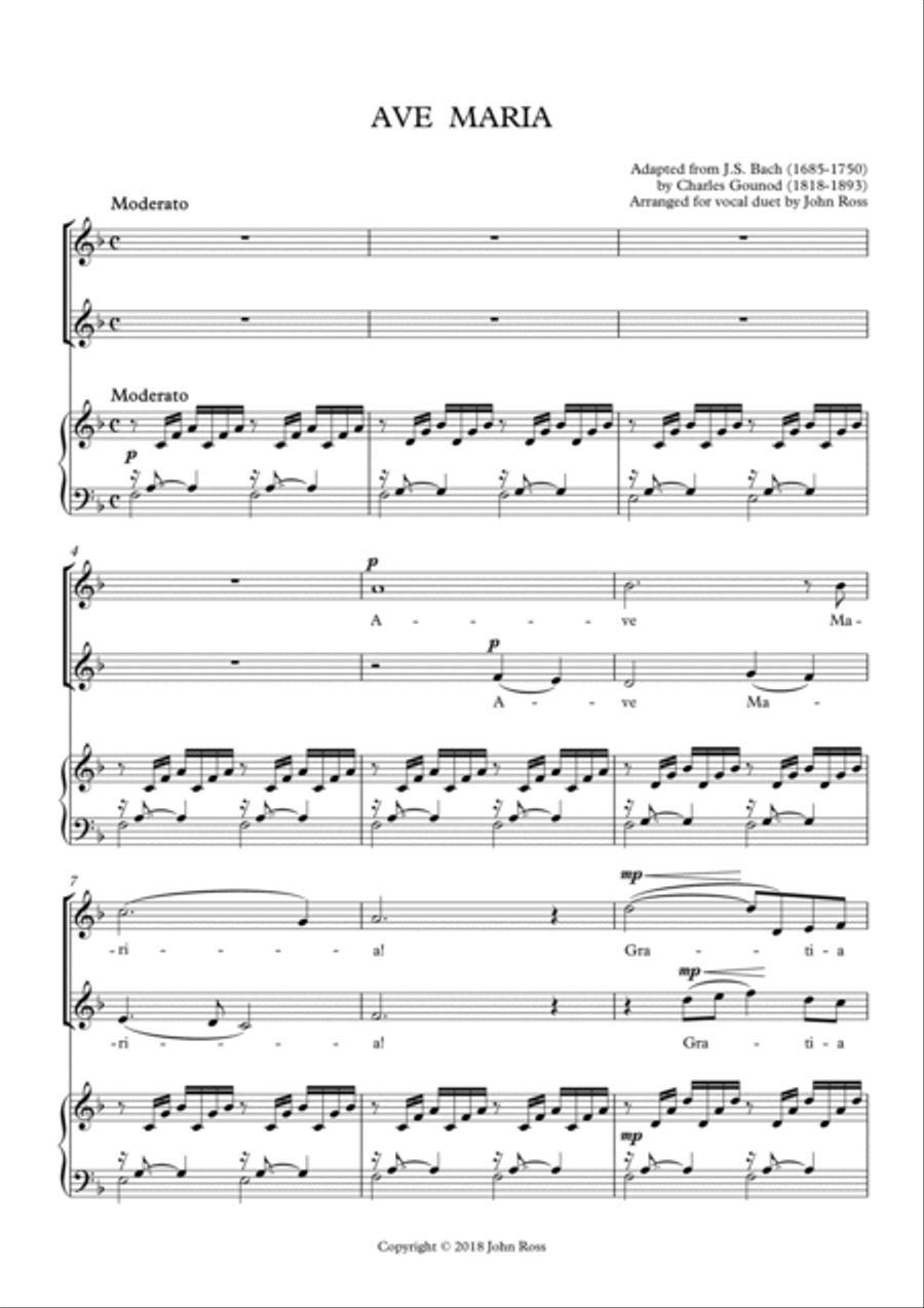 Ave Maria (Bach/Gounod) Vocal duet Piano scores gallery preview page 2