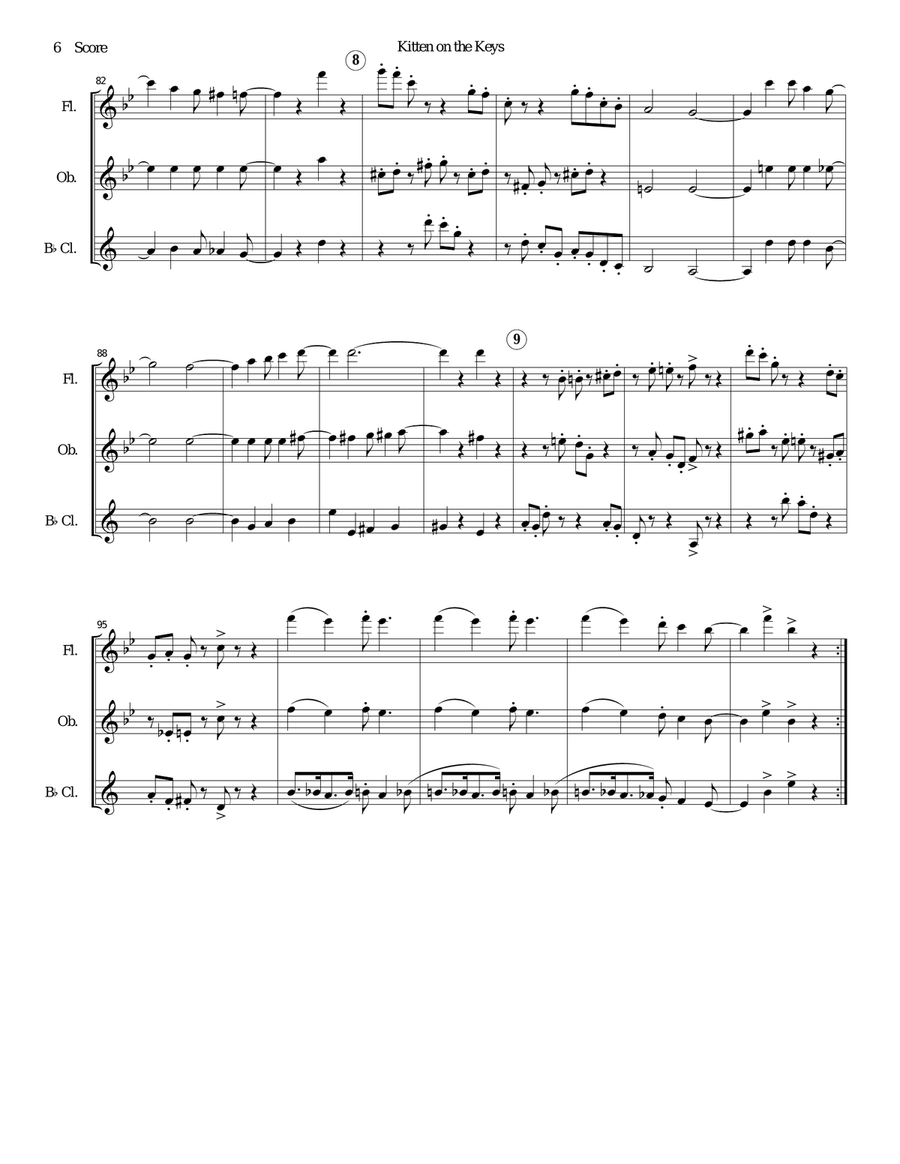Kitten on the Keys for flute, oboe, and clarinet trio Clarinet Trio scores gallery preview page 6