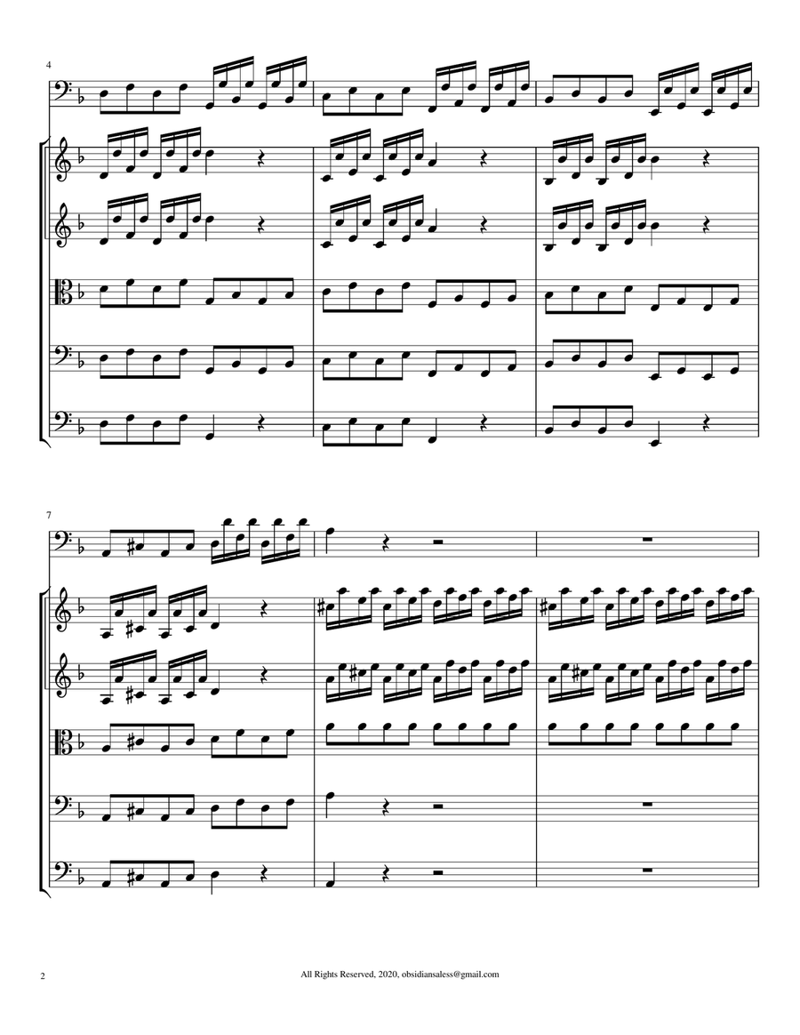 A. Vivaldi: Cello Concerto in D Minor, RV406 String Quartet scores gallery preview page 4