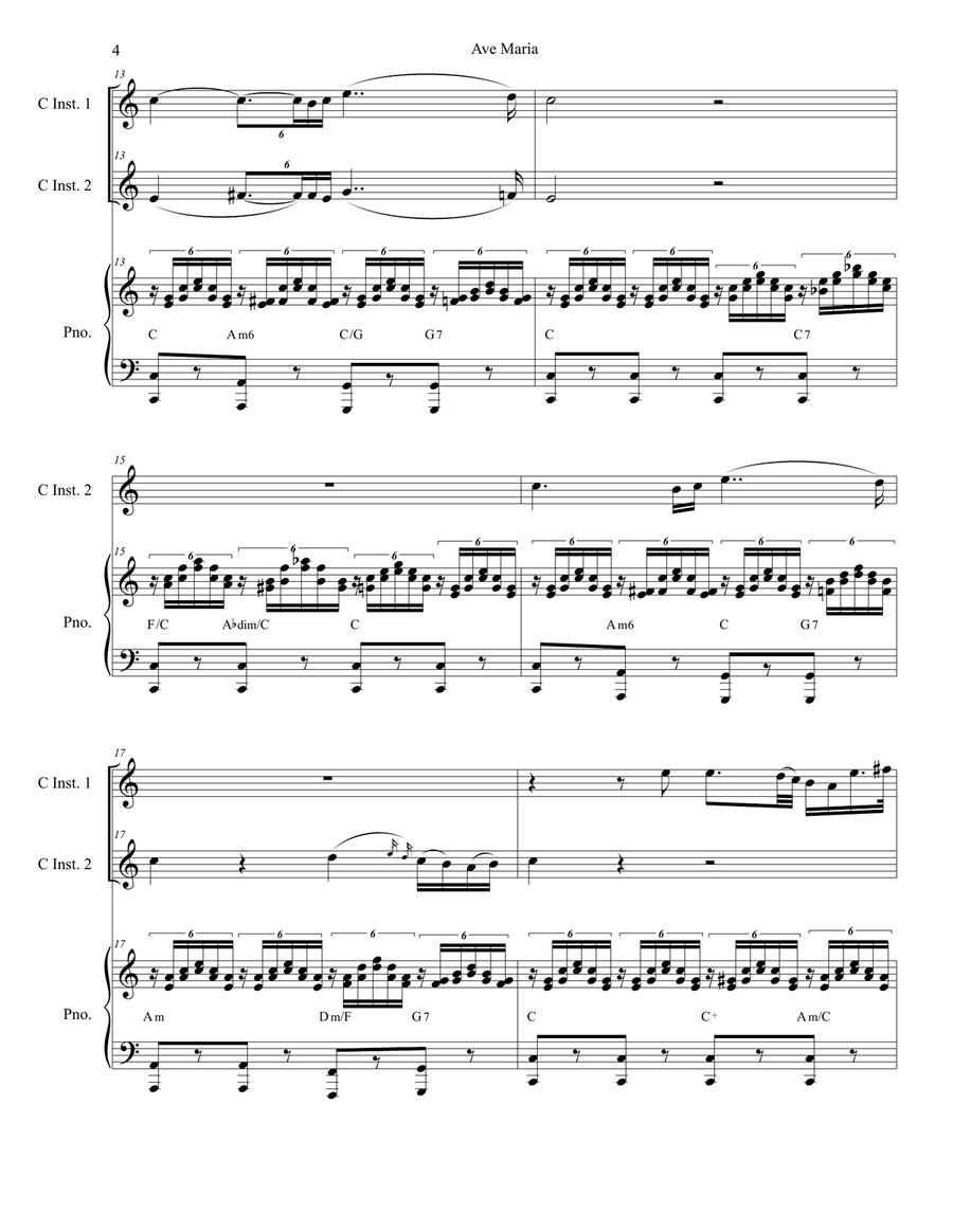 Ave Maria (Duet for C-Instruments) Woodwind Duet scores gallery preview page 4