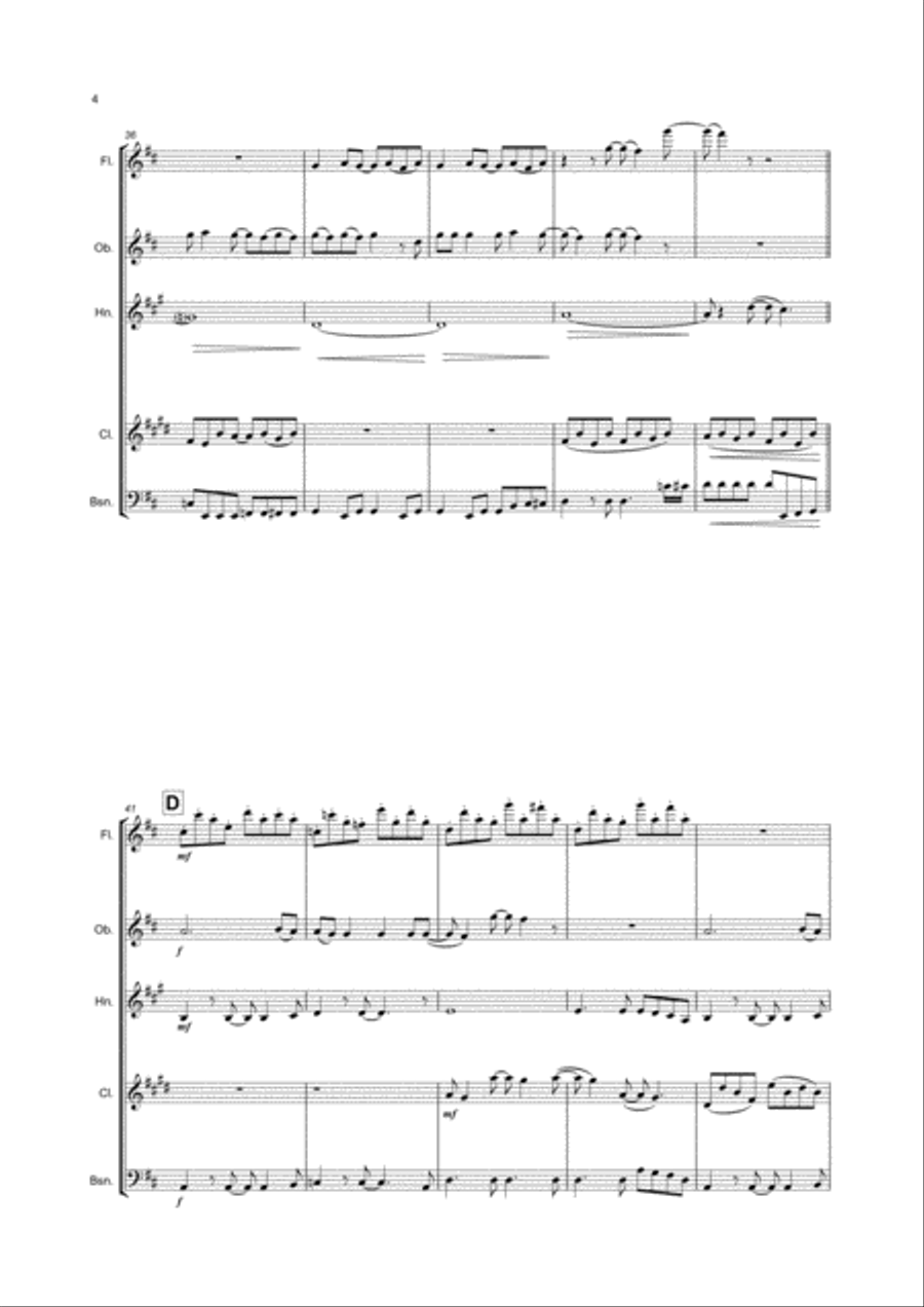 Sweet Child O' Mine Woodwind Quintet scores gallery preview page 4