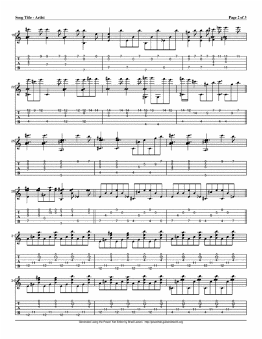 Hallelujah Guitar Tablature scores gallery preview page 2