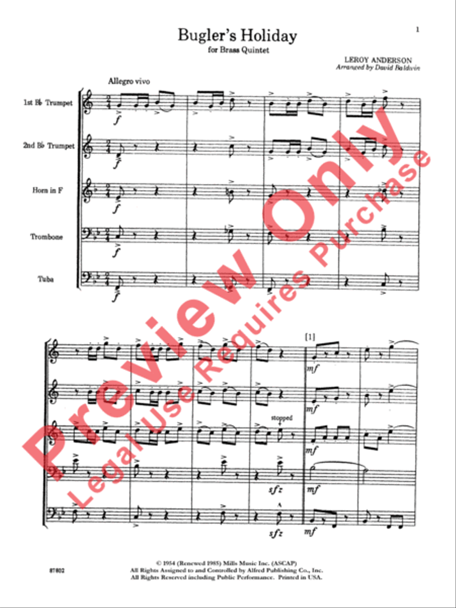 Bugler's Holiday Brass Quintet scores gallery preview page 2
