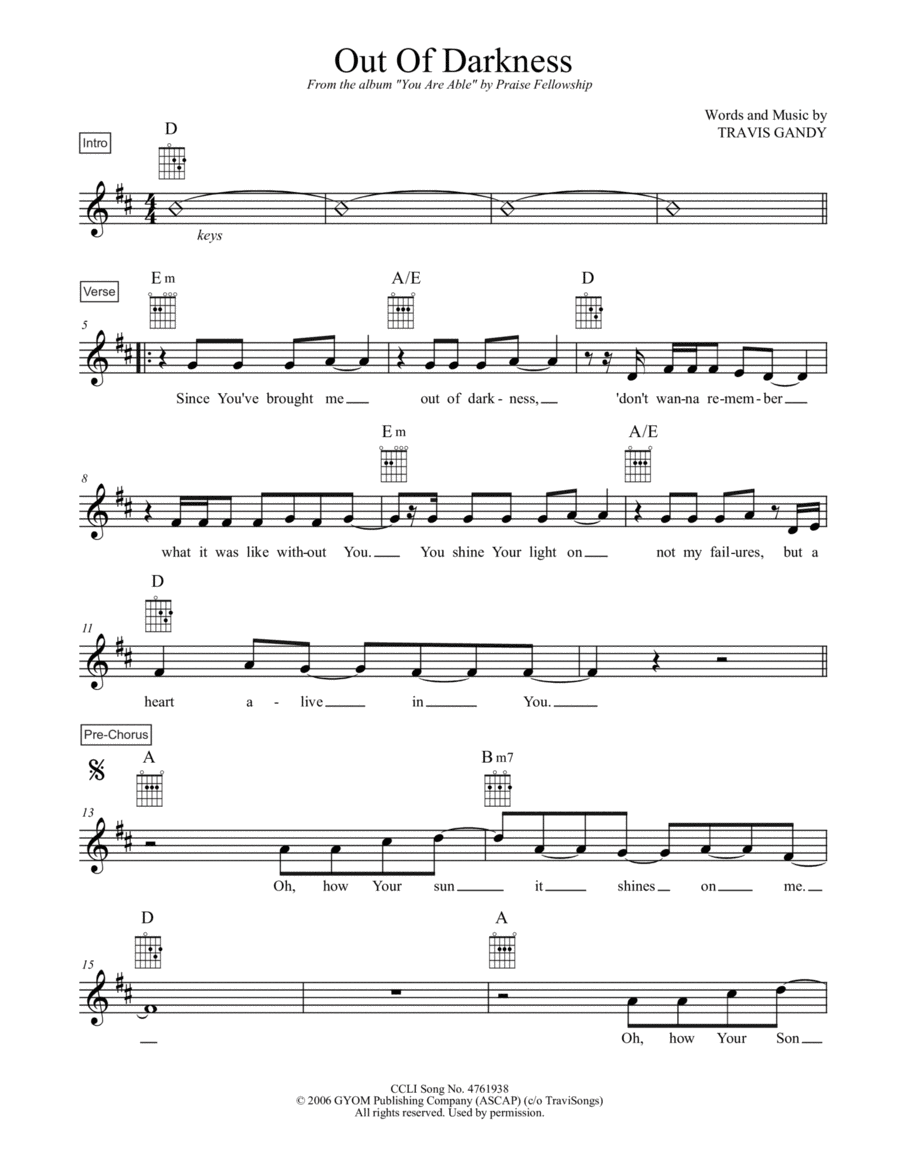 Out Of Darkness Piano scores gallery preview page 1