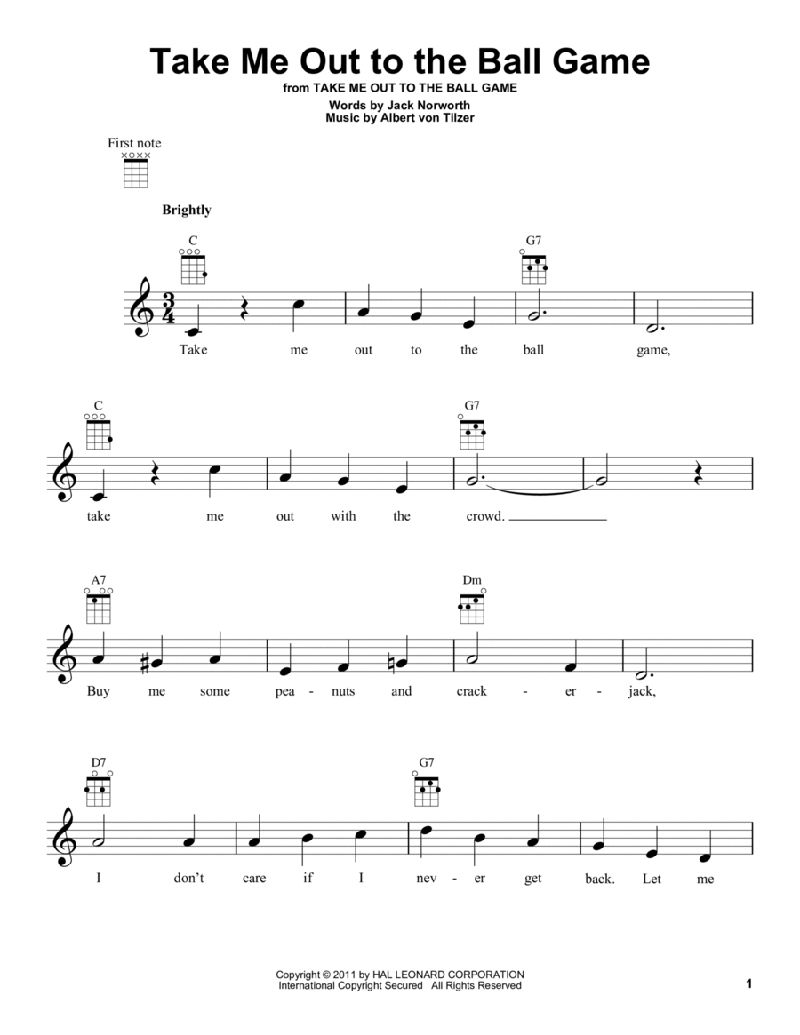Take Me Out To The Ball Game Ukulele scores gallery preview page 1