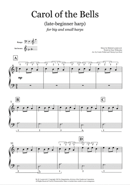 Carol of the Bells - Late-Beginner for Harp image number null
