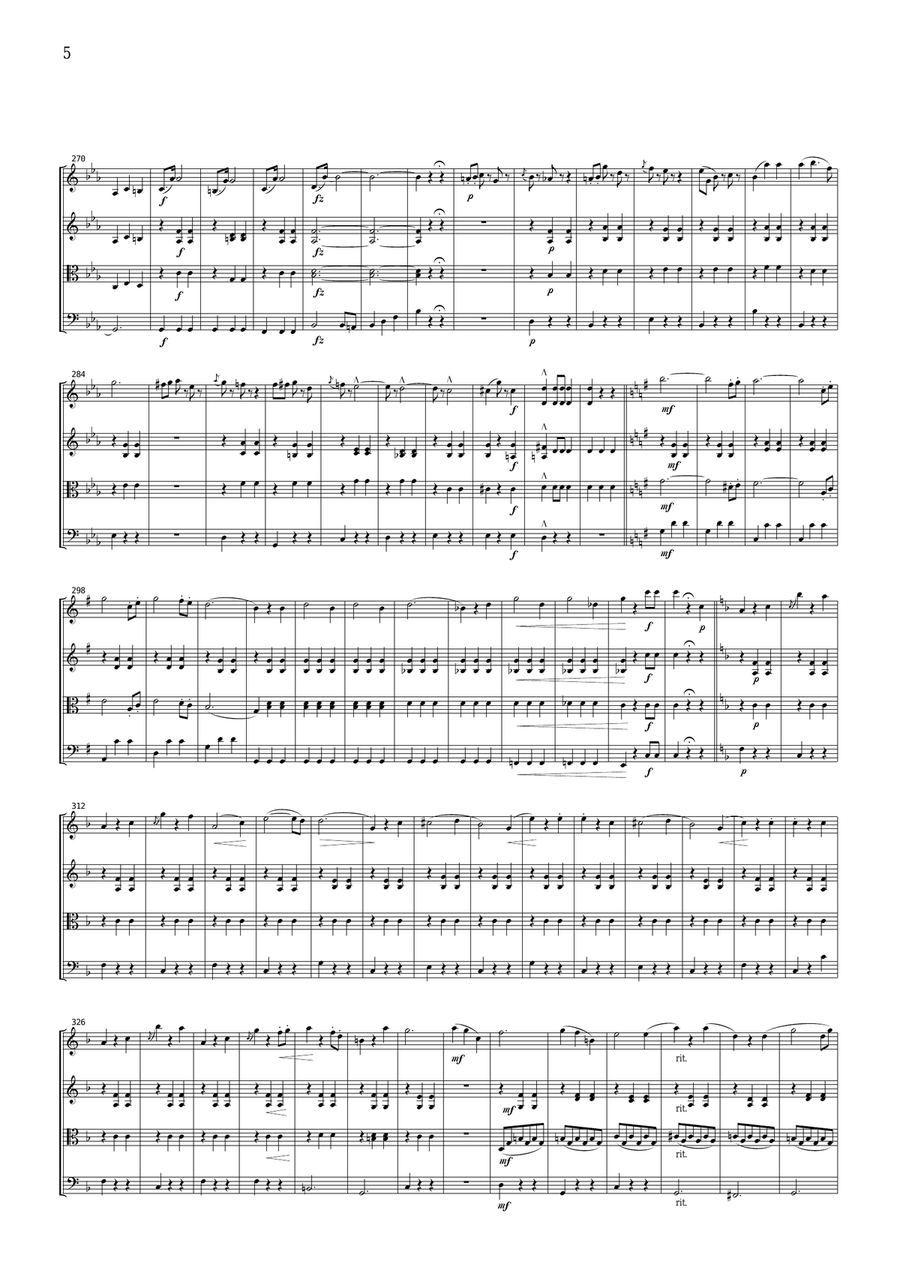 J.Strauss Roses from the South, for string quartet, CS106 String Quartet scores gallery preview page 5