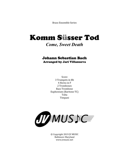 Komm, Süsser Tod (Come, Sweet Death) for Brass Ensemble image number null