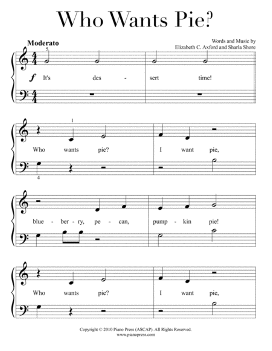 Who Wants Pie? Who Wants Pie? Easy Piano scores gallery preview page 2