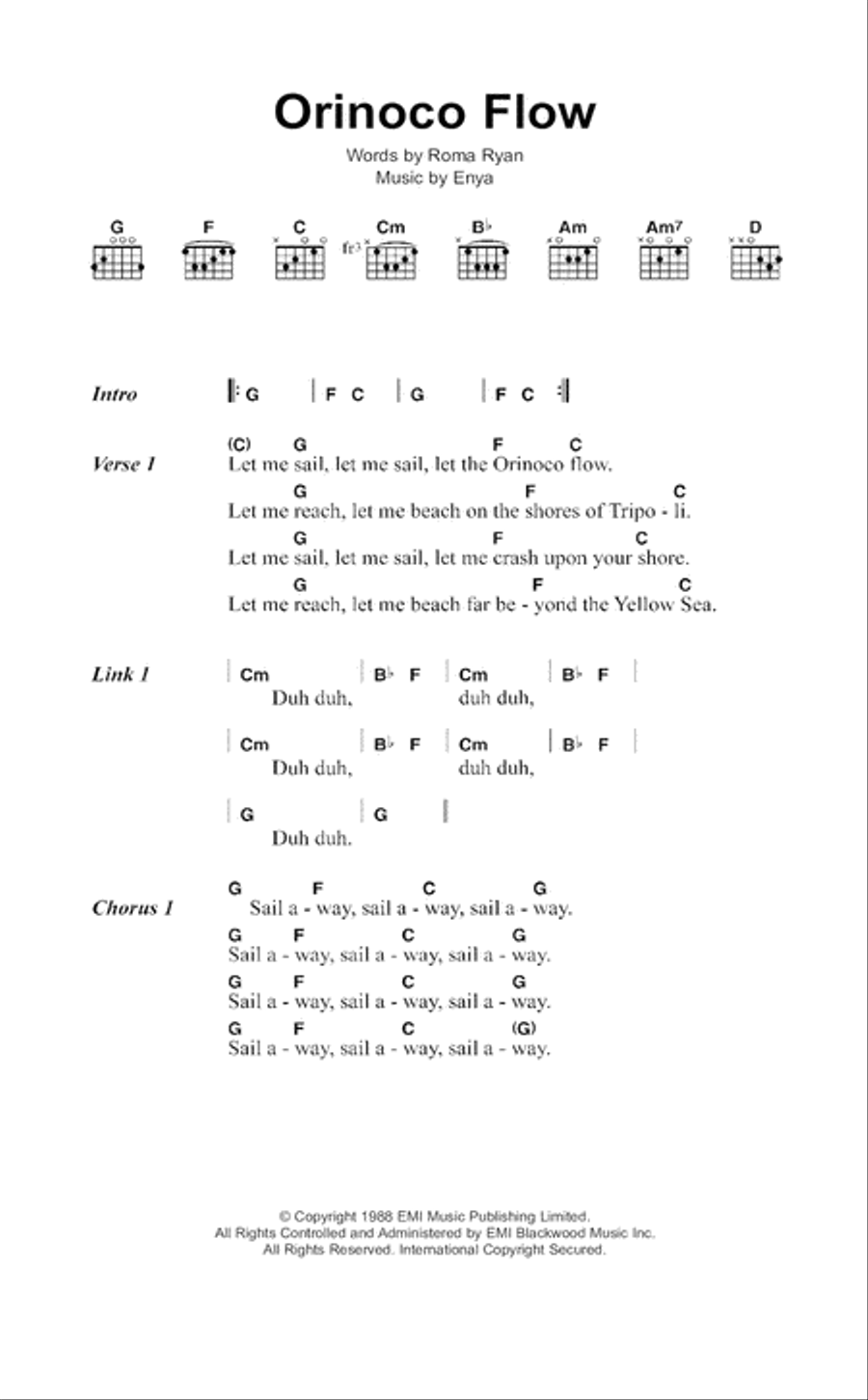 Orinoco Flow Acoustic Guitar scores gallery preview page 1
