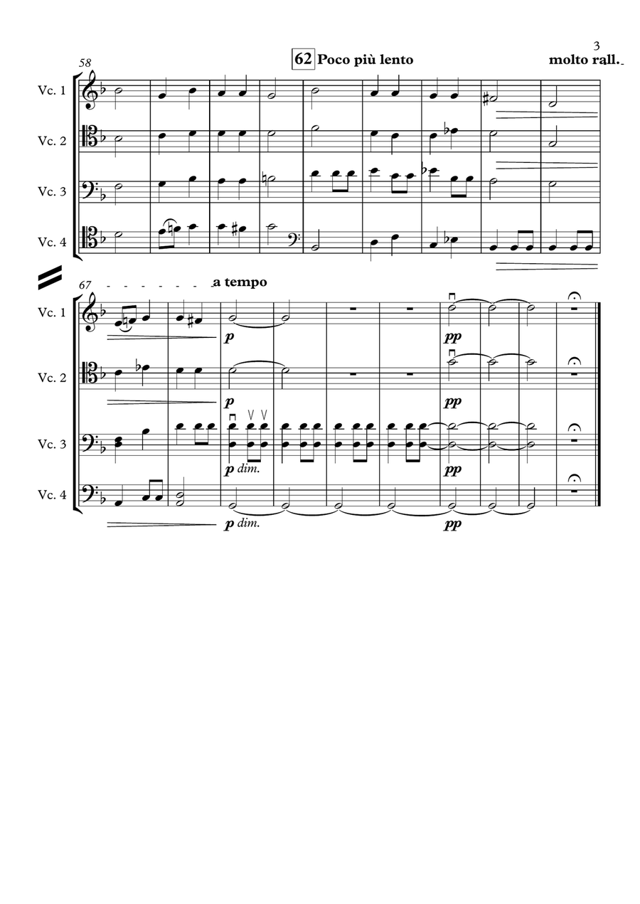 Pavane (Movement 2 from Capriol Suite) [Cello Quartet] Chamber Orchestra scores gallery preview page 3