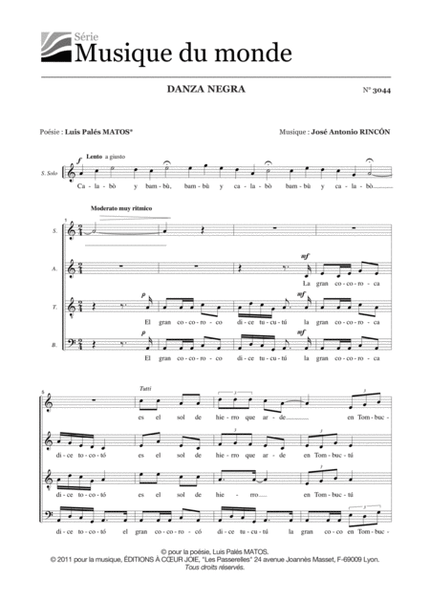 Danza Negra Choir - Sheet Music