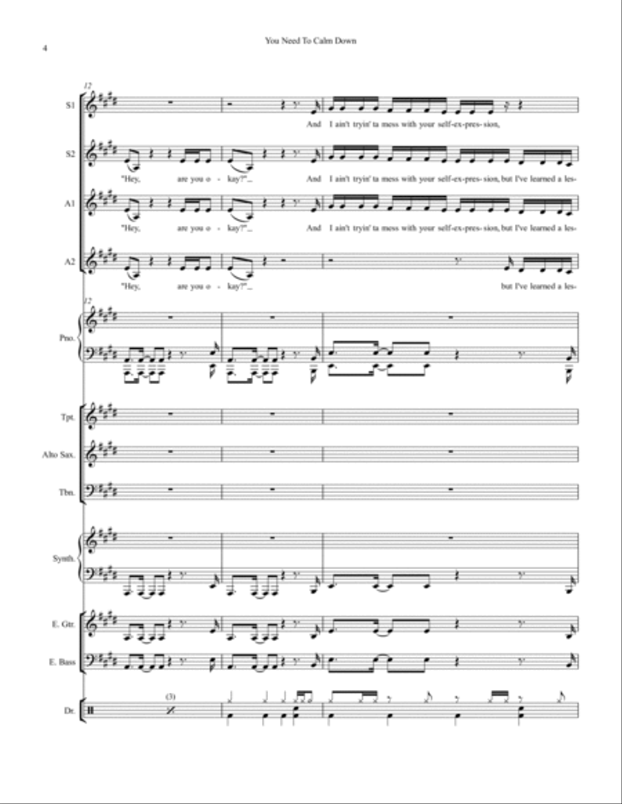 You Need To Calm Down Large Ensemble scores gallery preview page 4