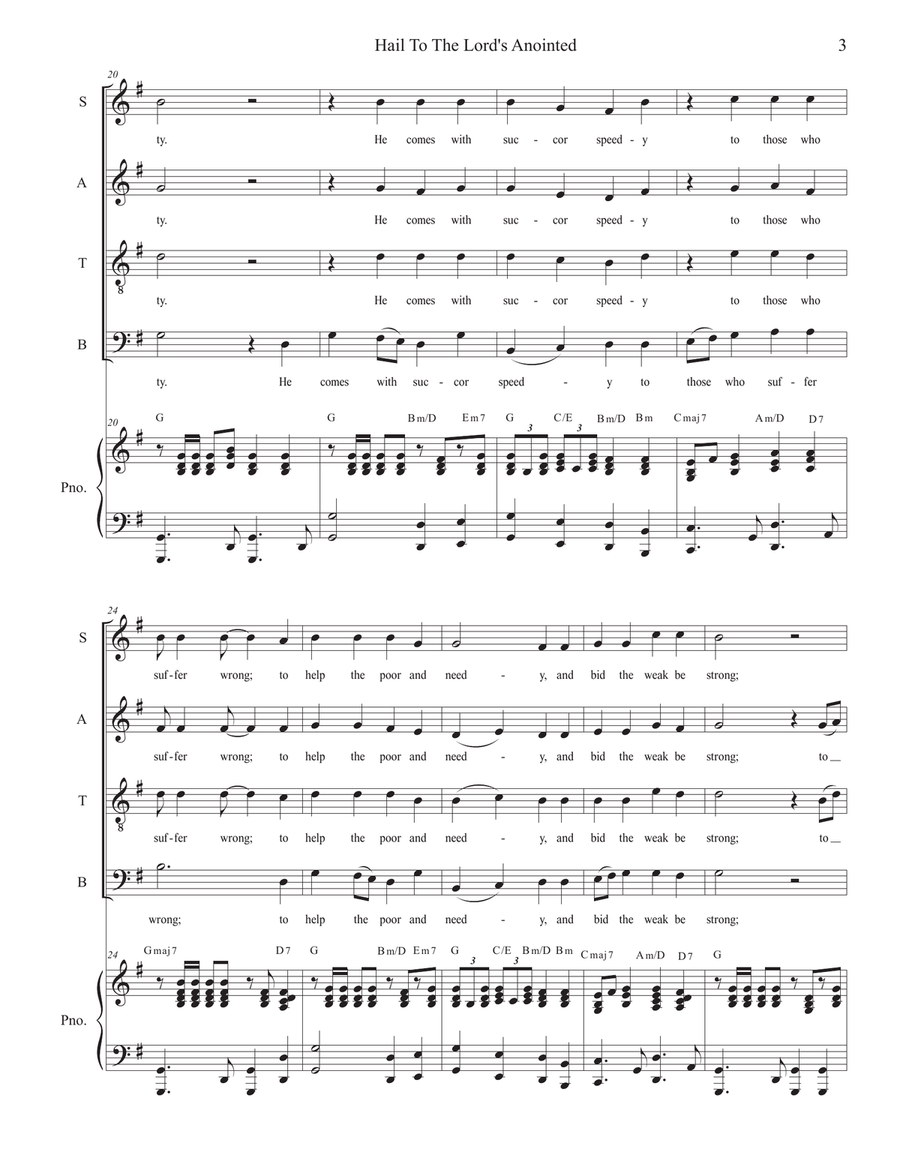 Hail To The Lord's Anointed (SATB) - Piano accompaniment) 4-Part scores gallery preview page 3