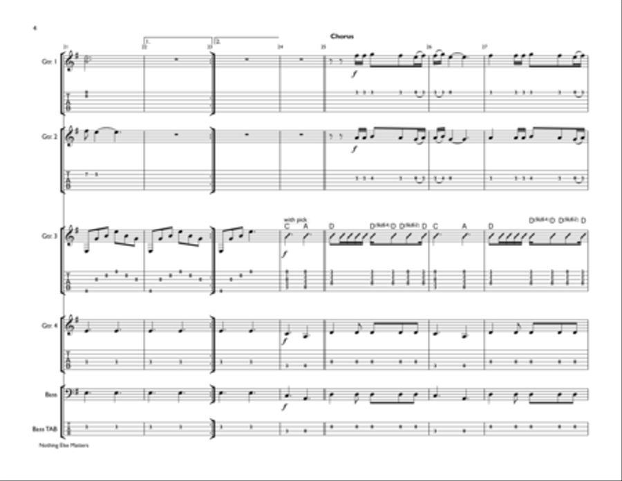 Nothing Else Matters Guitar Ensemble scores gallery preview page 4