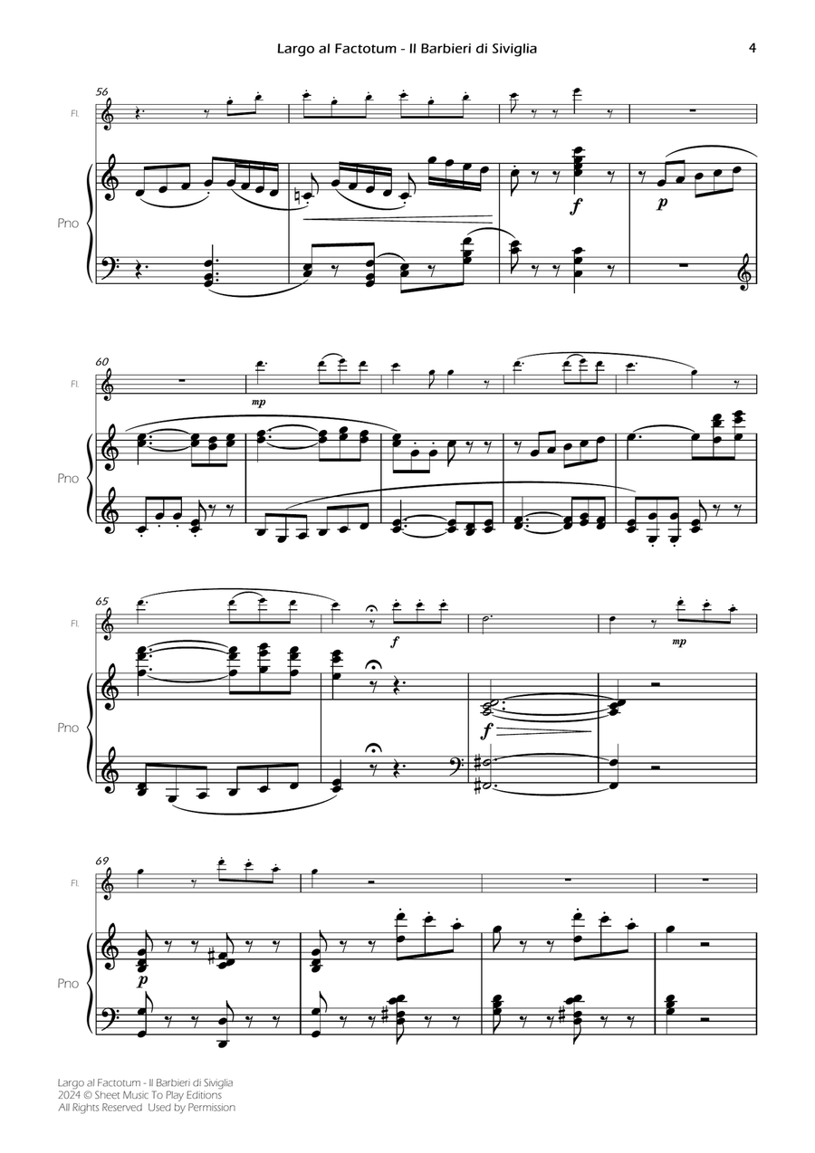Largo al Factotum - Flute and Piano (Full Score and Parts) Flute scores gallery preview page 6