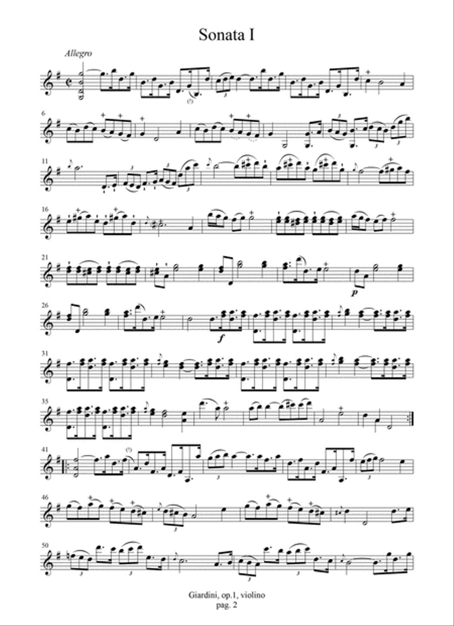6 Sonate op.1 (London, [1751]) Violin scores gallery preview page 3
