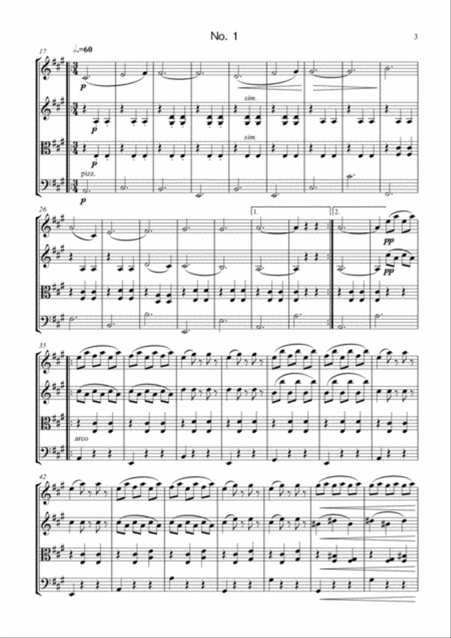 Waldteufel: Skater's Waltz (string quartet) String Quartet scores gallery preview page 3
