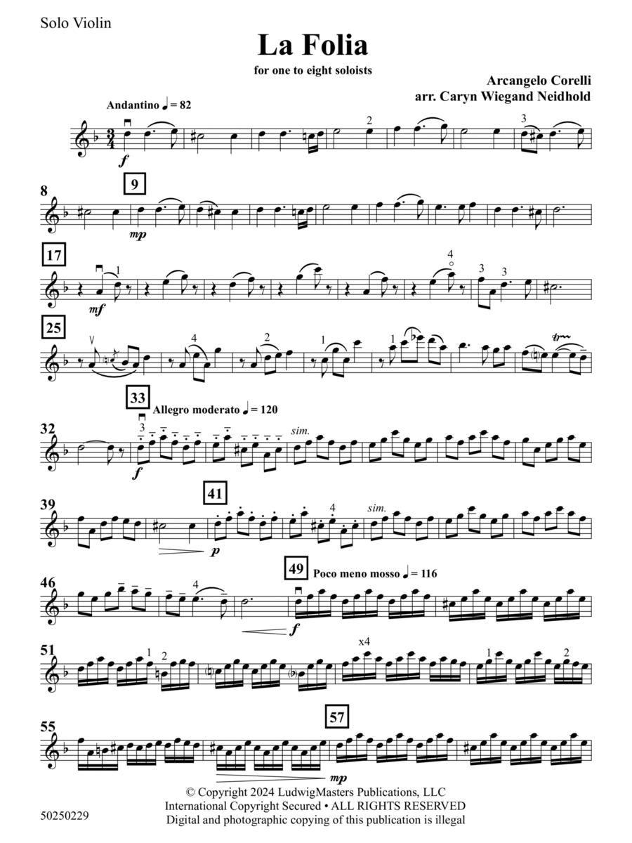 La Folia (arr. Caryn Wiegand Neidhold) - Solo Violin String Orchestra scores gallery preview page 1