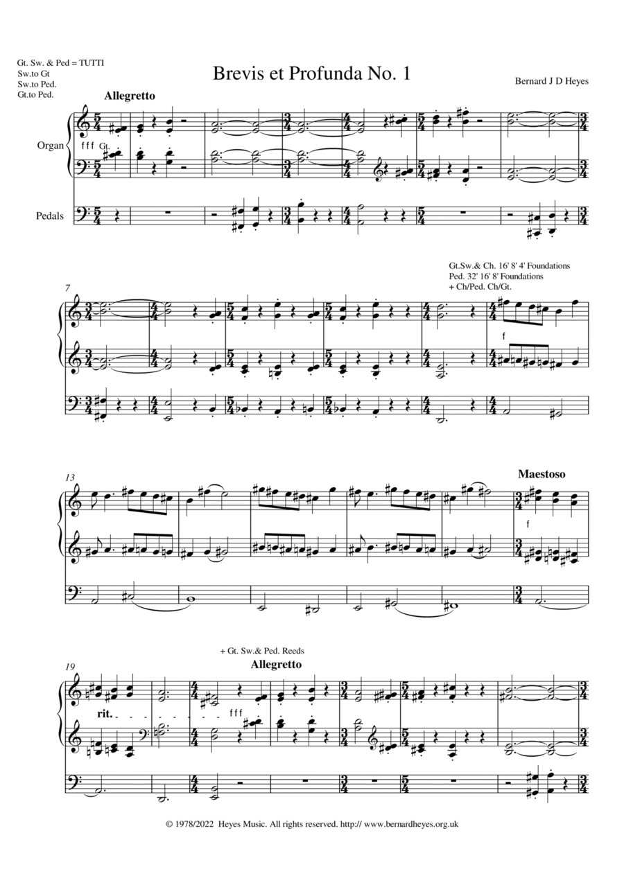 Brevis et Profunda No. 1 Part scores gallery preview page 1
