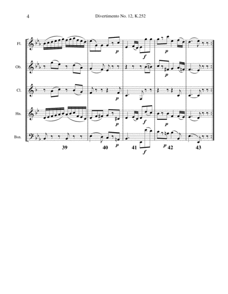 Divertimento No. 12, K.252 for Woodwind Quintet image number null