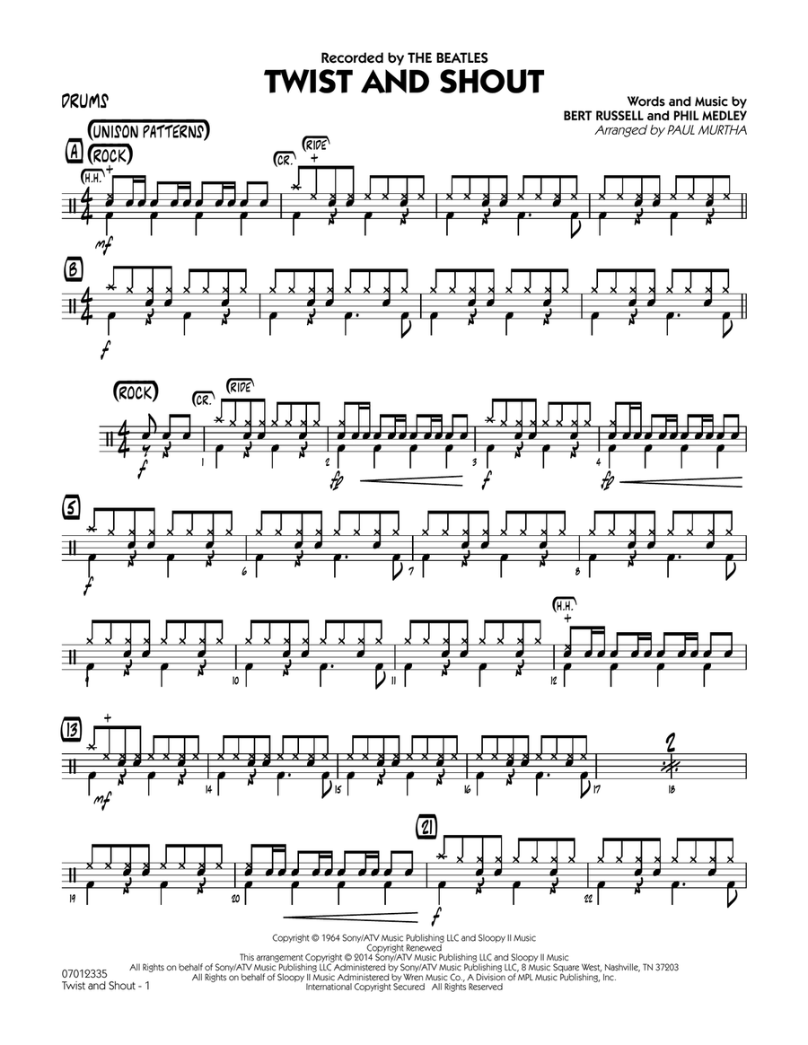 Twist and Shout - Drums Jazz Ensemble scores gallery preview page 1