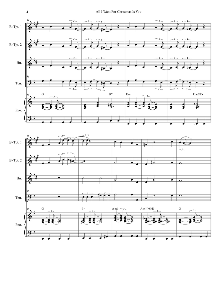 All I Want For Christmas Is You Brass Quartet scores gallery preview page 4