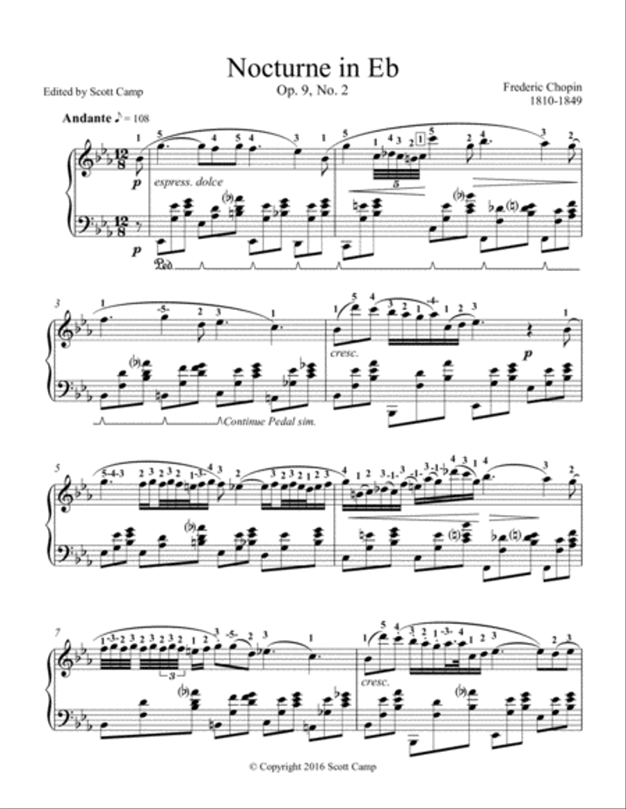 Nocturne in Eb, Op 9, No 2 Piano Method scores gallery preview page 1