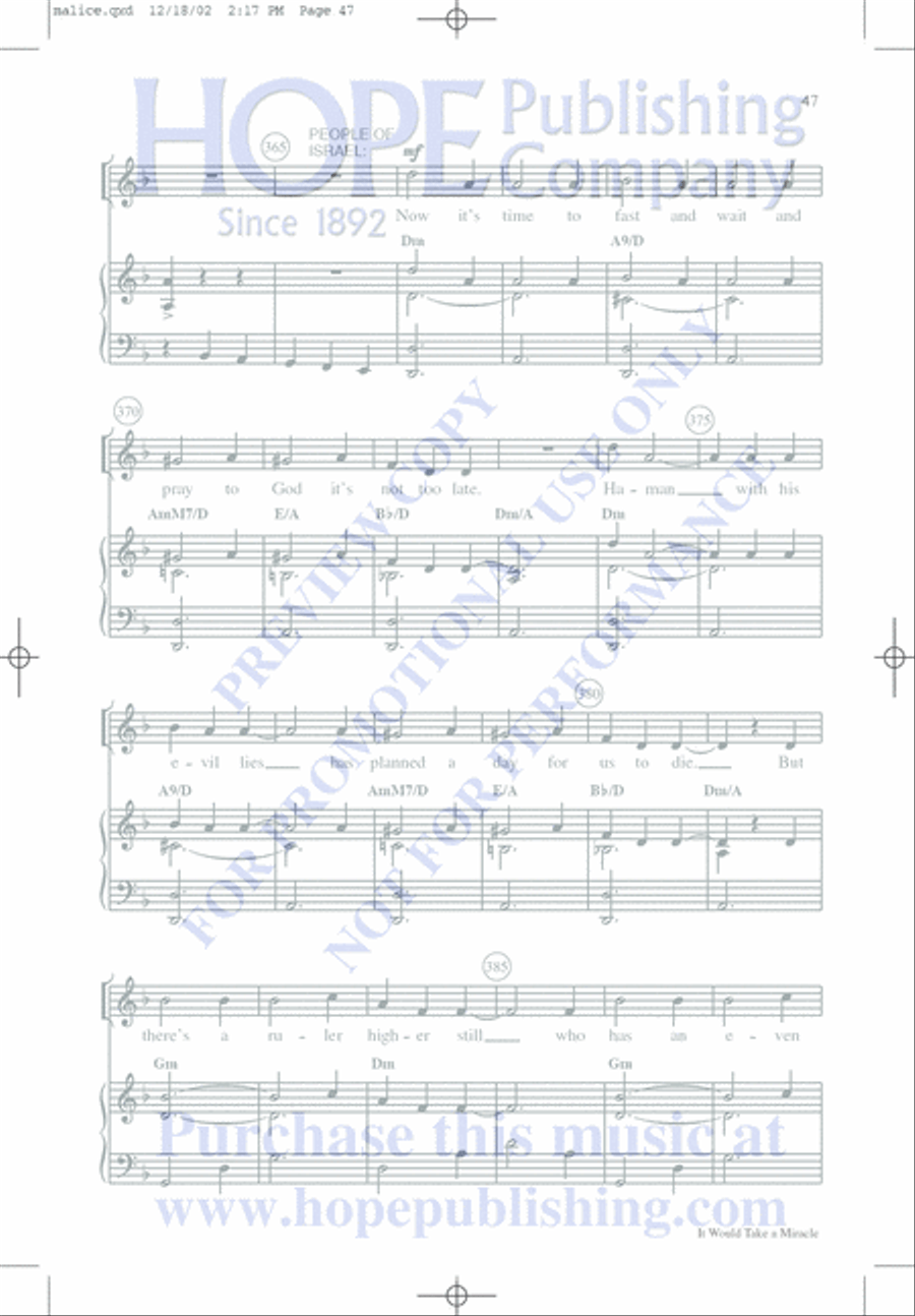 Malice in the Palace Unison Choir scores gallery preview page 47