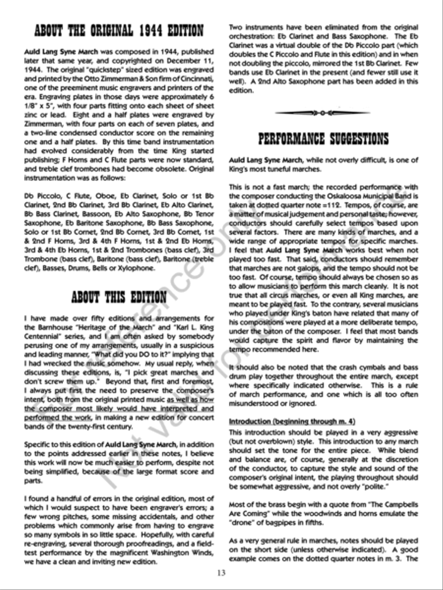 Auld Lang Syne Concert Band scores gallery preview page 14