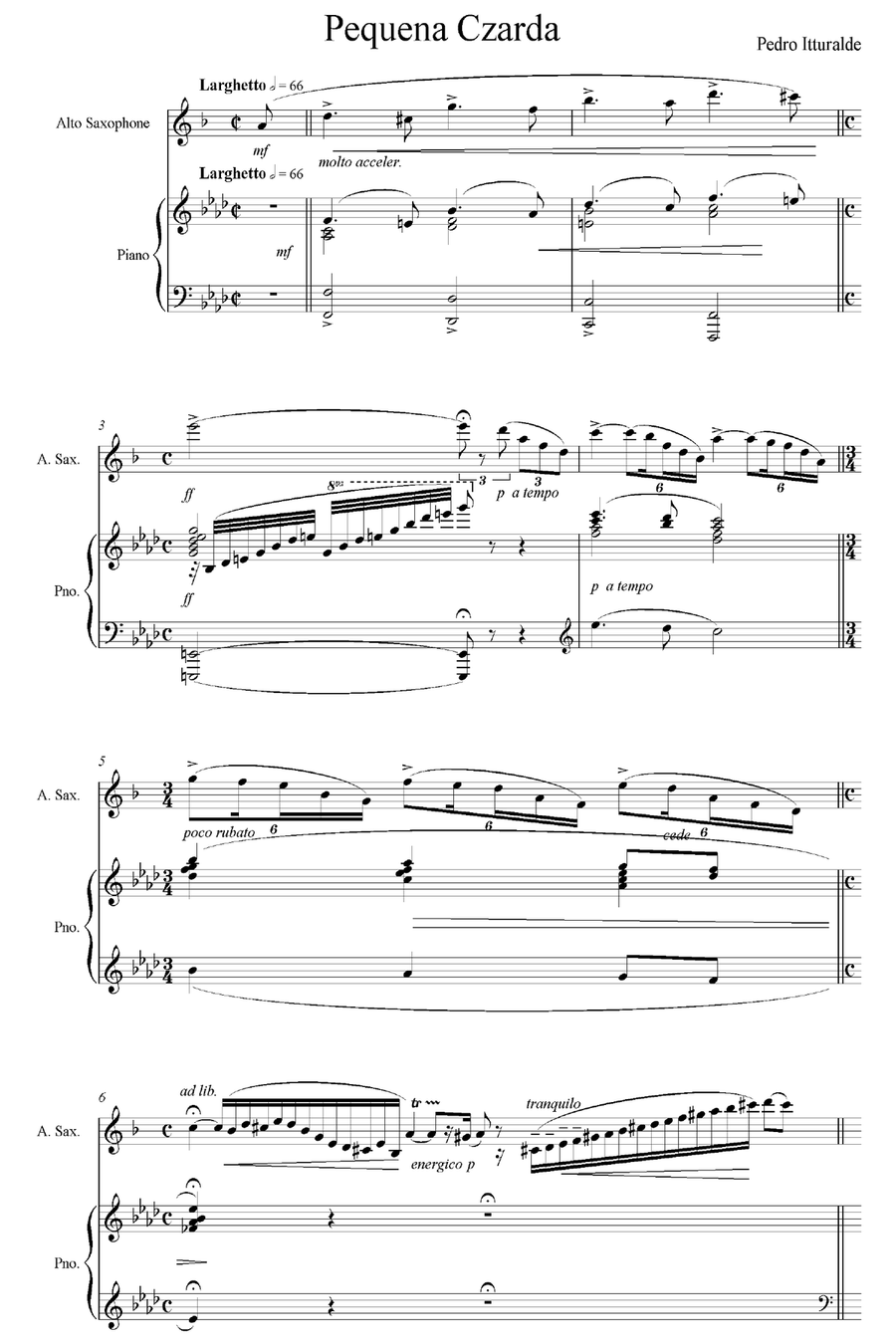Pequena Czarda - Alto Saxophone & Piano Alto Saxophone scores gallery preview page 2