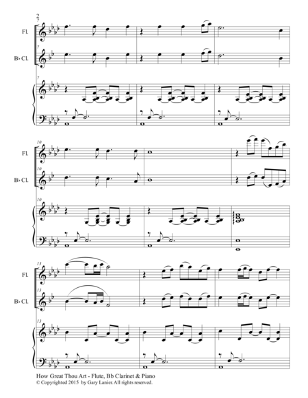 HOW GREAT THOU ART (Trio – Flute, Bb Clarinet and Piano with Score and Parts)