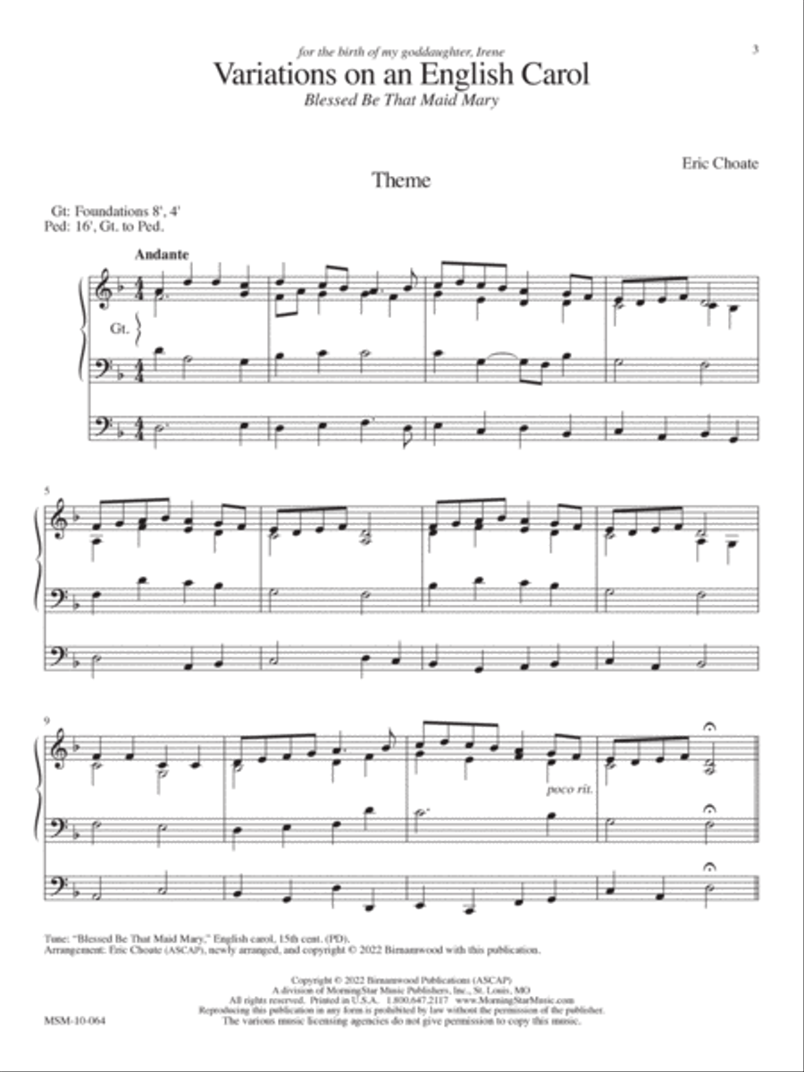 Variations on an English Carol Organ scores gallery preview page 3