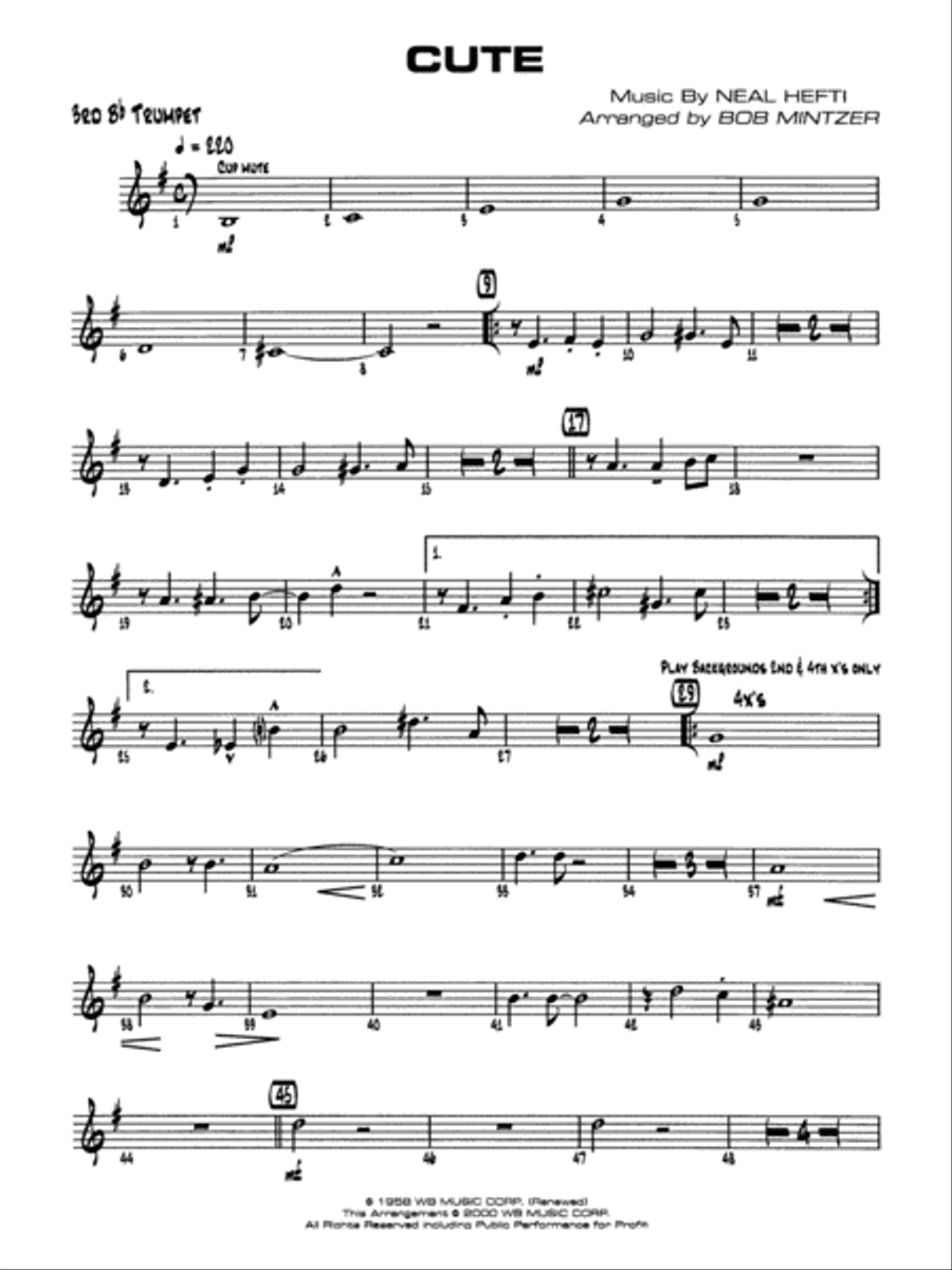Cute: 3rd B-flat Trumpet Jazz Ensemble scores gallery preview page 1