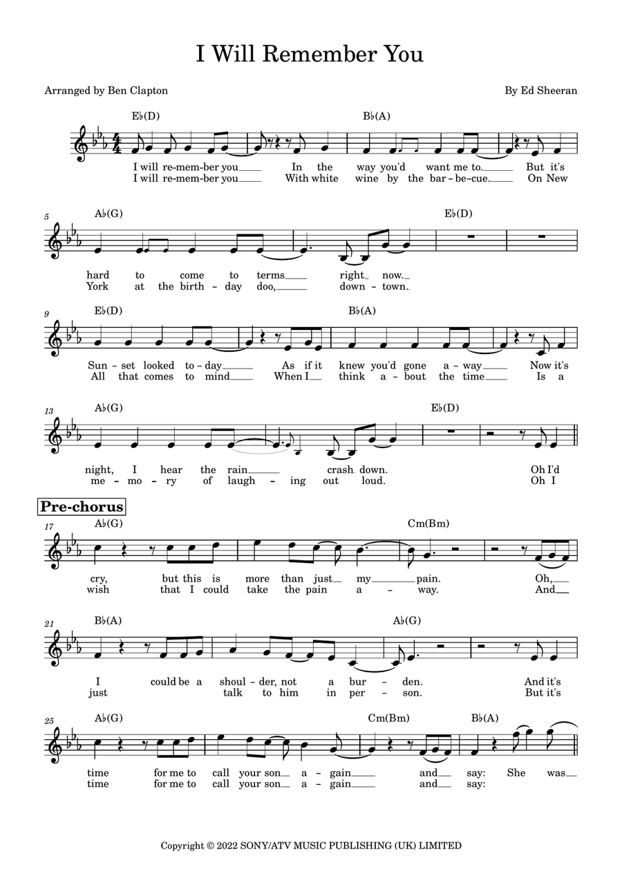 I Will Remember You Easy Piano scores gallery preview page 1
