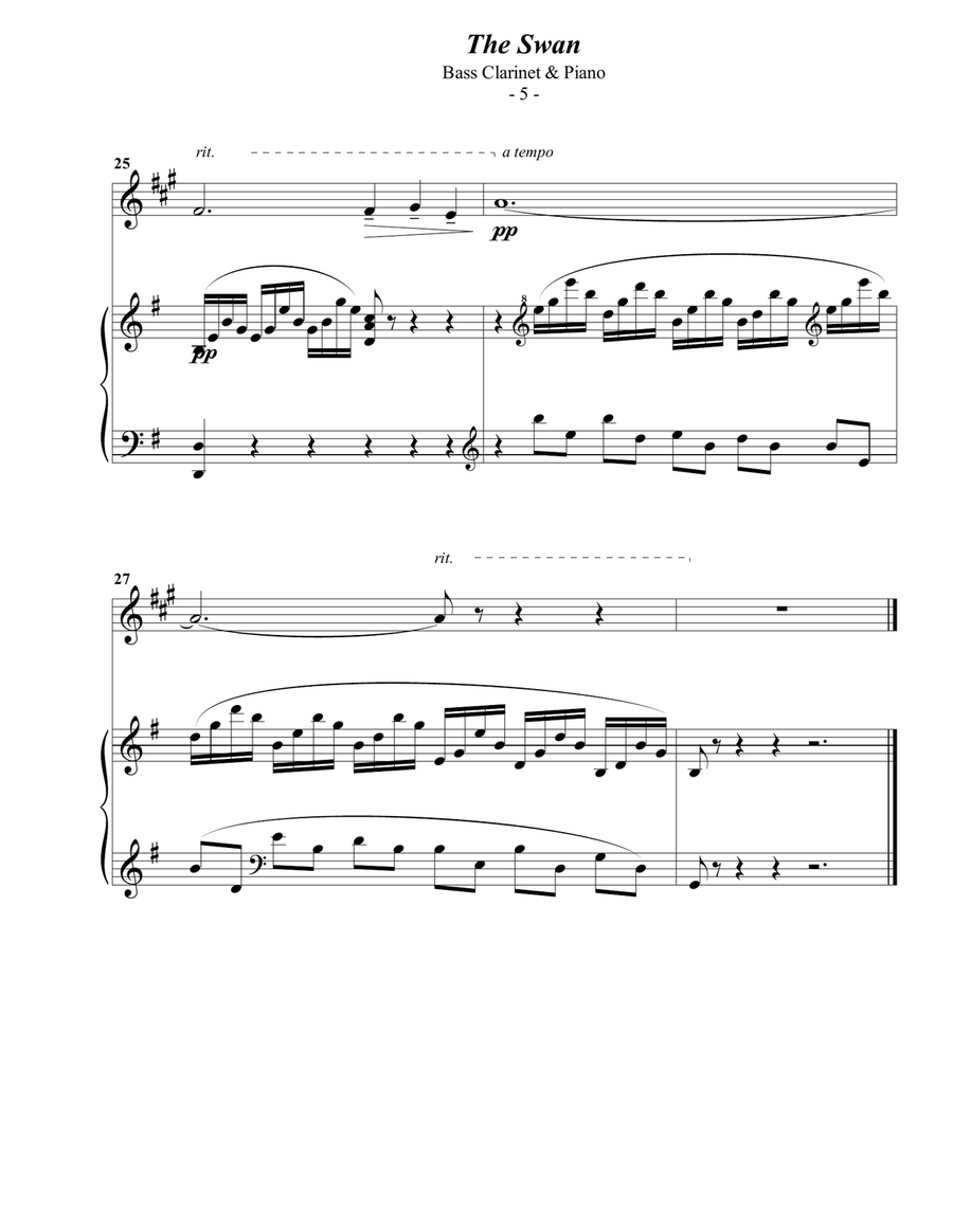 Saint-Saens: The Swan for Bass Clarinet & Piano image number null