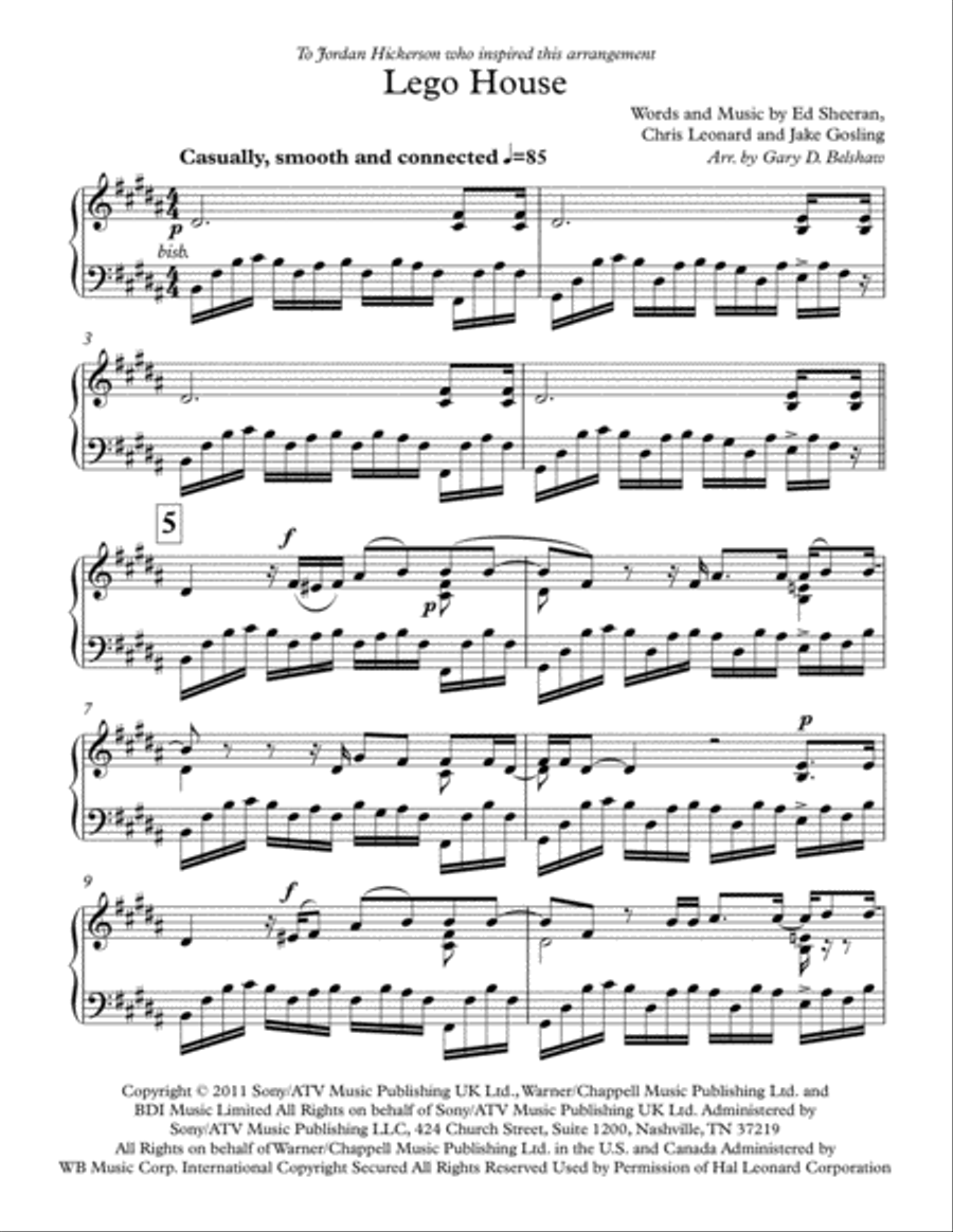 Lego House Piano Solo scores gallery preview page 3