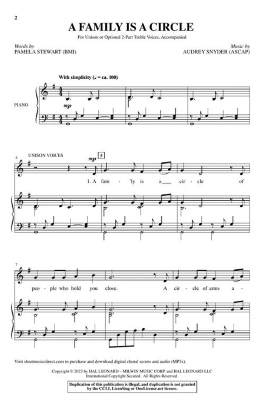 A Family Is a Circle A Family Is a Circle Unison Choir scores gallery preview page 3