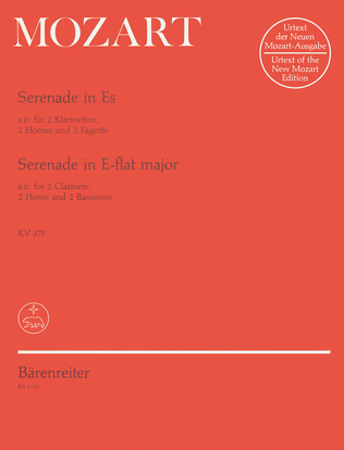 Book cover for Serenade for two Clarinets, two Horns and two Bassoons E flat major KV 375