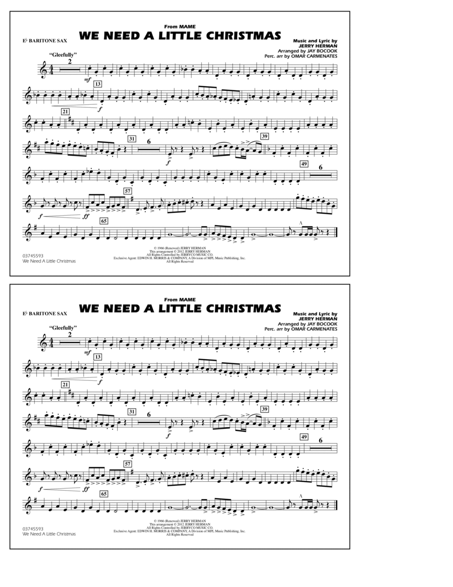 We Need A Little Christmas - Eb Baritone Sax