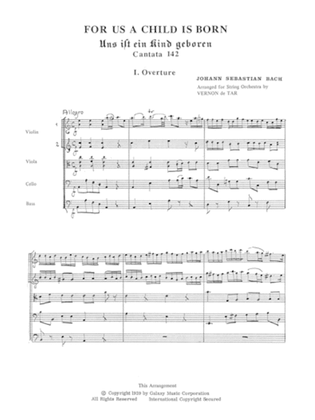 For Us a Child is Born (Uns ist ein Kind geboren) (Cantata No. 142) (Downloadable Additional String Orchestra Score)