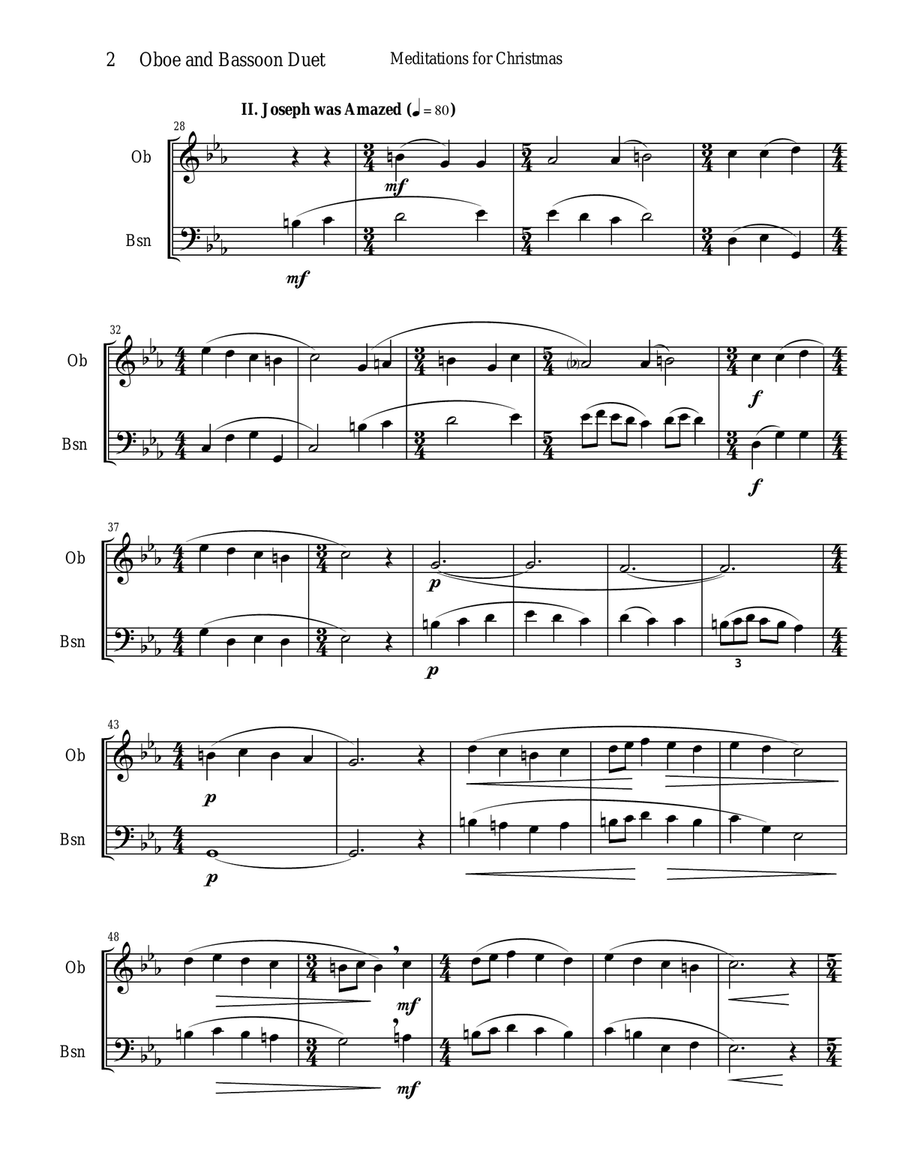 Meditations for Christmas, Russian Chant for Oboe and Bassoon Duet Woodwind Duet scores gallery preview page 2
