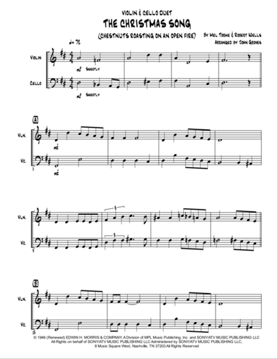 The Christmas Song (chestnuts Roasting On An Open Fire) String Duet scores gallery preview page 2