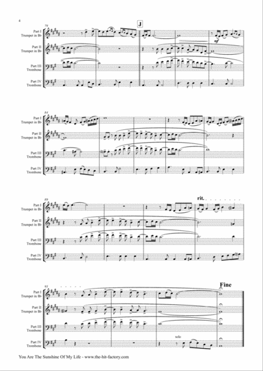 You Are The Sunshine Of My Life Euphonium scores gallery preview page 4