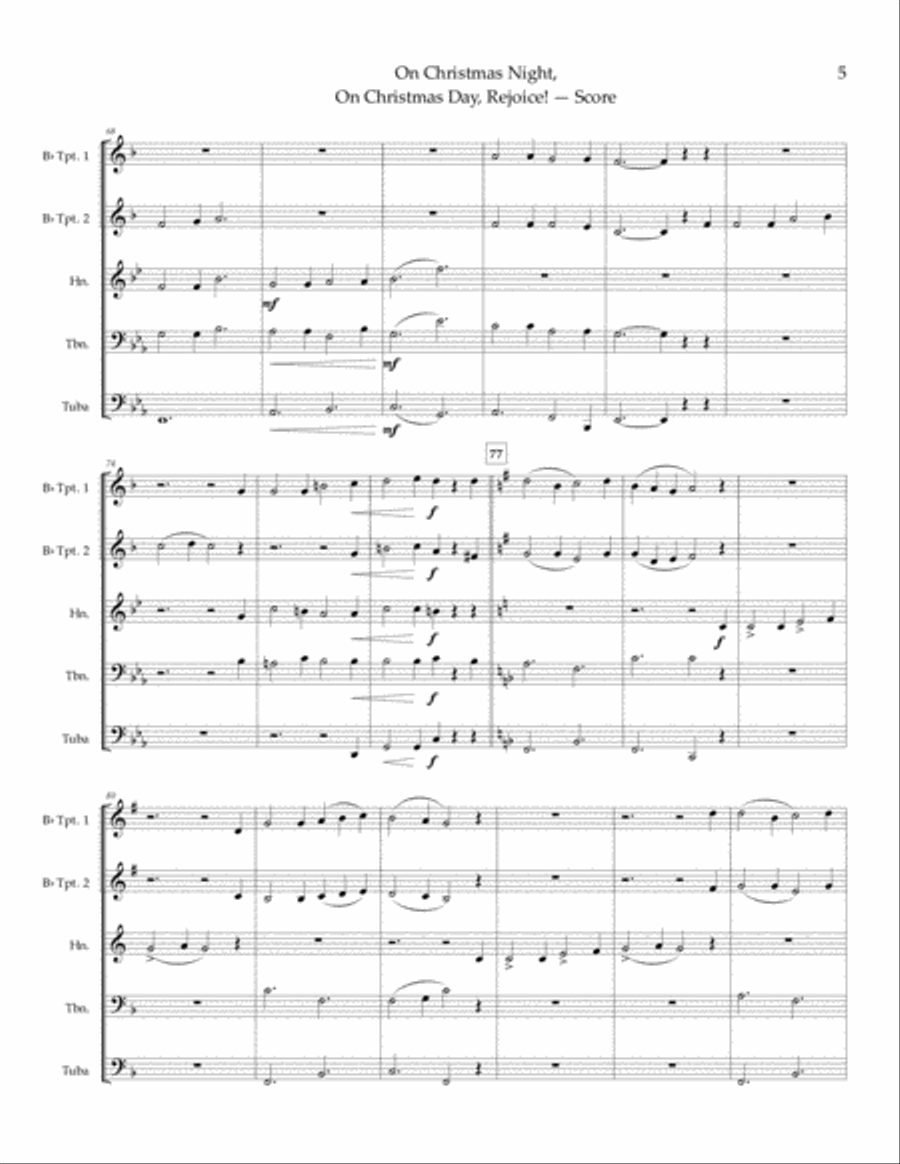 On Christmas Night, On Christmas Day, Rejoice! - brass quintet Brass Quintet scores gallery preview page 6