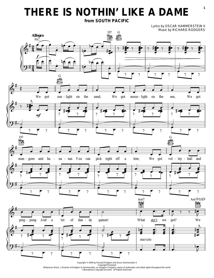 There Is Nothin' Like A Dame Guitar scores gallery preview page 1