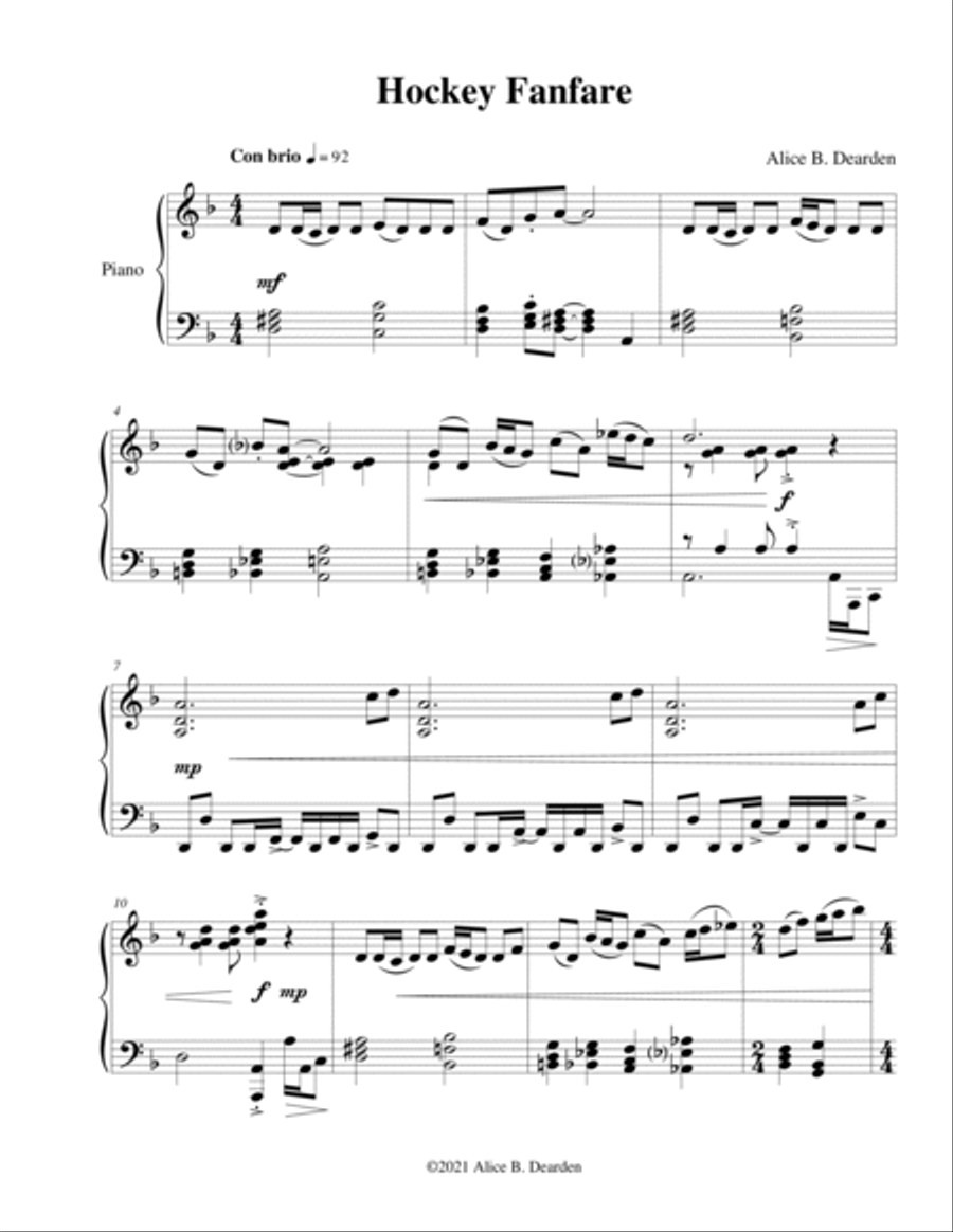 Hockey Fanfare Hockey Fanfare Piano Solo scores gallery preview page 2