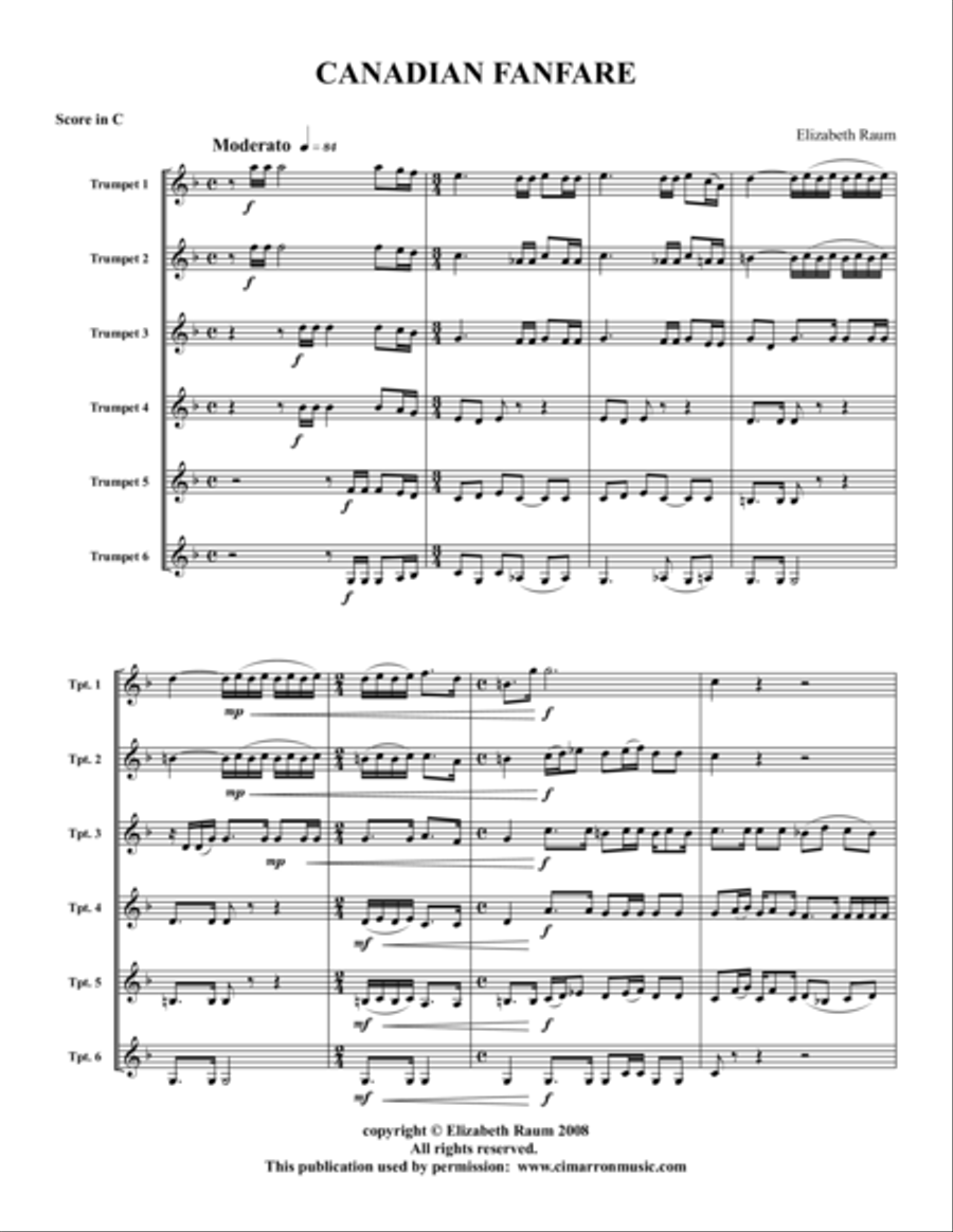 Canadian Fanfare Large Ensemble scores gallery preview page 1