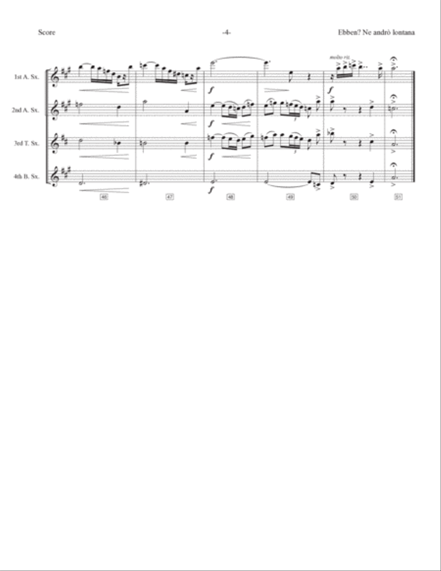 Ebben Ne Andrò Lontana from La Wally Woodwind Quartet scores gallery preview page 5