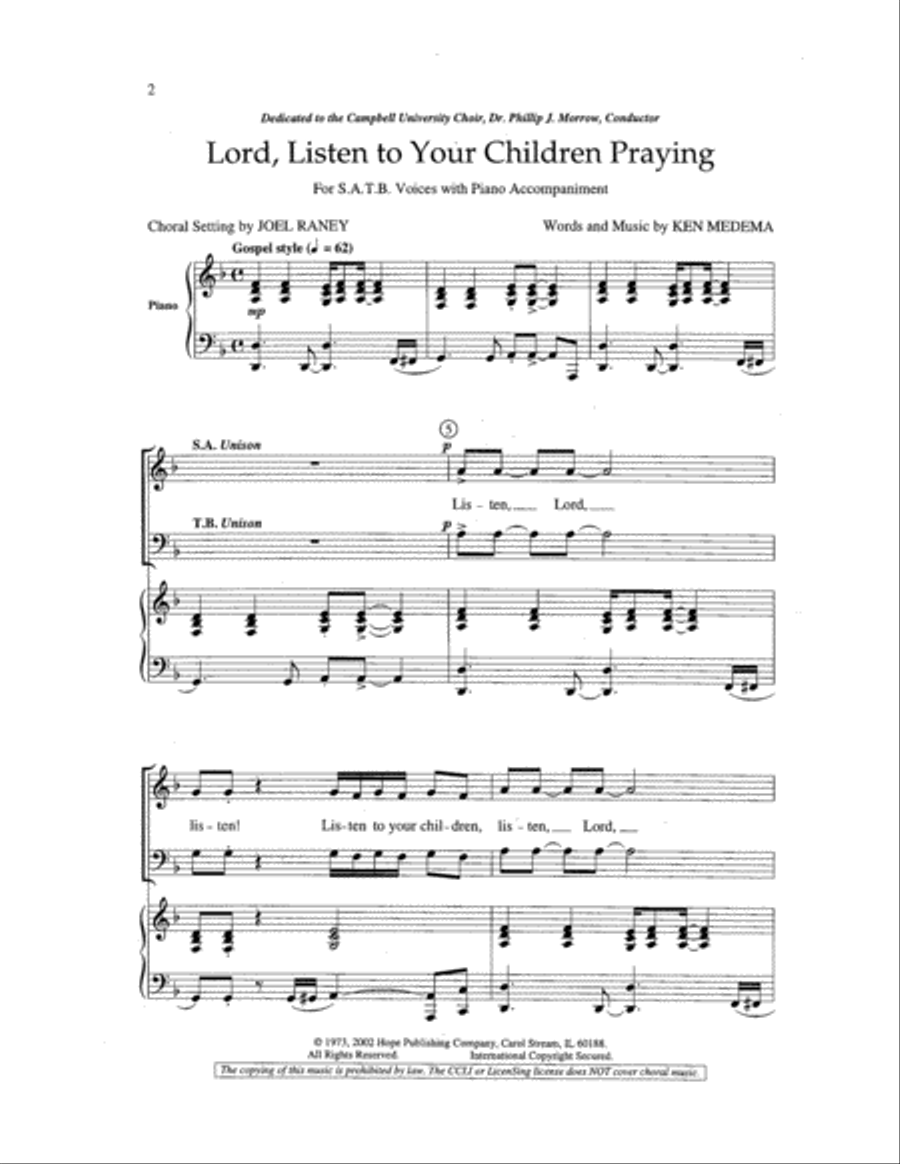 Lord, Listen to Your Children Praying Choir scores gallery preview page 2